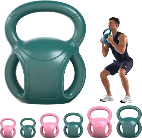 RUNWE 3 Handle Kettlebells Weight - Weight for Women Options 5, 10, 15 and 20 LB for Russian Twists AB Exercise, Weightlifting and Core Fitness Exercise Home Gym [Single in Sold] - Image 2