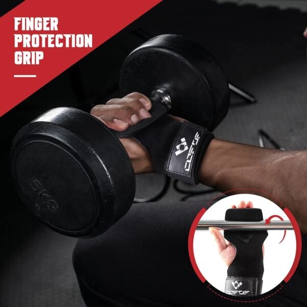 Weight Lifting Wrist Strap,Double Layer Leather Weightlifting Wrist Strap for Deadlift and Powerlifting, Adjustable Neoprene Padded Gym Workout Lifting Wrist Hooks for Men/Women(Pair) - Image 7