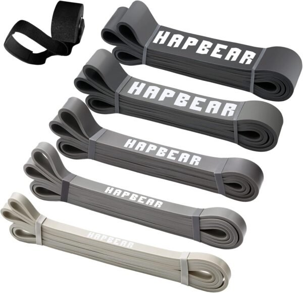 Pull Up Assistance Bands, HAPBEAR Resistance Band Set of 5, Long Power Workout Rubber Bands with Door Anchor, Strength Heavy Duty Exercise Bands for Powerlifting Stretching Fitness Training - Image 2