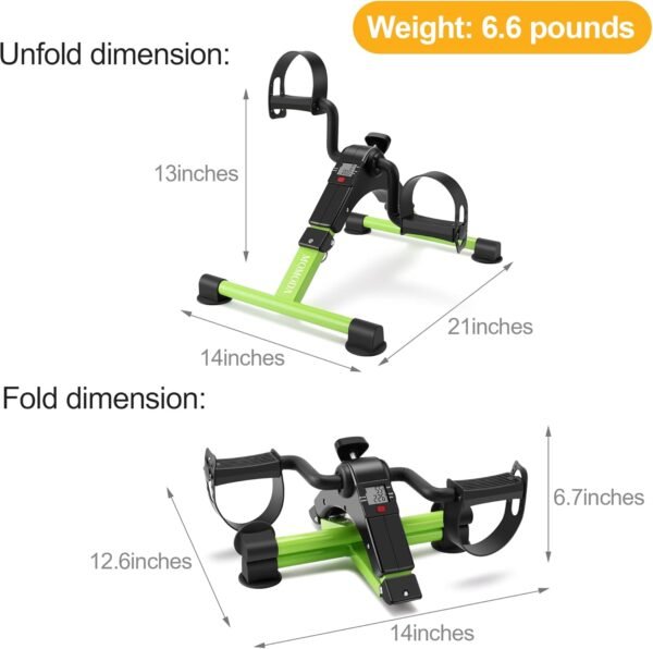 MOMODA Under Desk Bike Pedal Exerciser Mini Bike for Leg/Arm Pedal Exerciser Foldable Peddler with LCD Display for Home/Office - Image 9