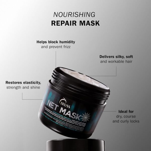 TRUSS Net Hair Mask - Deep Conditioning Treatment + Hair Repair Mask for Curly Hair - Detangle + Hydrate Curls while Soothing Damage - Anti Frizz + Humidity Blocking (15.87 oz) - Image 3