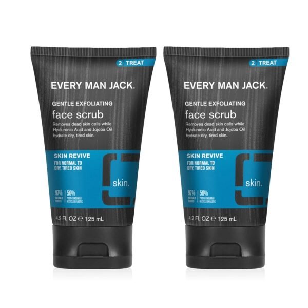 Every Man Jack Gentle Exfoliating Face Scrub For Men- Exfoliate Away Dead Skin, Moisturize, and Revive Tired Skin with Jojoba Beads, Hyaluronic Acid, and Caffeine - 4.2 oz Men’s Face Scrub -Twin Pack - Image 11