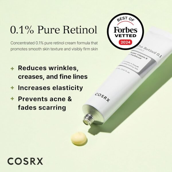 COSRX Retinol 0.1% Cream, 0.67 Oz, Anti-aging Eye & Neck Cream with Retinoid Treatment to Firm Skin, Reduce Wrinkles, Fine Lines, Signs of Aging, Gentle Daily Korean Skin Care - Image 3