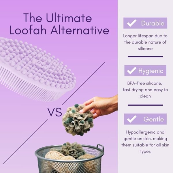 Avilana Silicone Body Scrubber – Dual-Sided Exfoliator for Men & Women, Gentle Loofah Alternative, Easy-to-Clean Silicone Shower Scrubber - Image 3