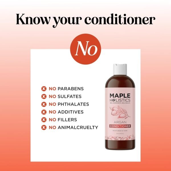 Argan Oil Conditioner for Dry Hair - Nourishing Hair Conditioner for Damaged Dry Hair Infused with Argan Oil of Morocco - Sulfate Free Conditioner for Enhanced Hair Shine Volume and Frizz Control - Image 8