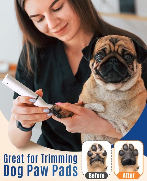 oneisall Dog Clippers with Double Blades,Cordless Small Pet Hair Grooming Trimmer,Low Noise for Trimming Dog's Hair Around Paws, Eyes, Ears, Face, Rump (White) - Image 3