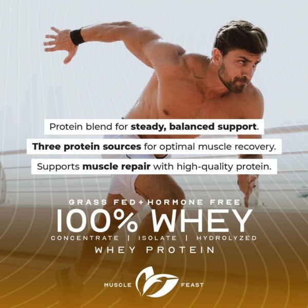 Muscle Feast 100% Grass-Fed Whey Protein, Pastured Raised Hormone Free All Natural, Vanilla, 2lb - Image 7