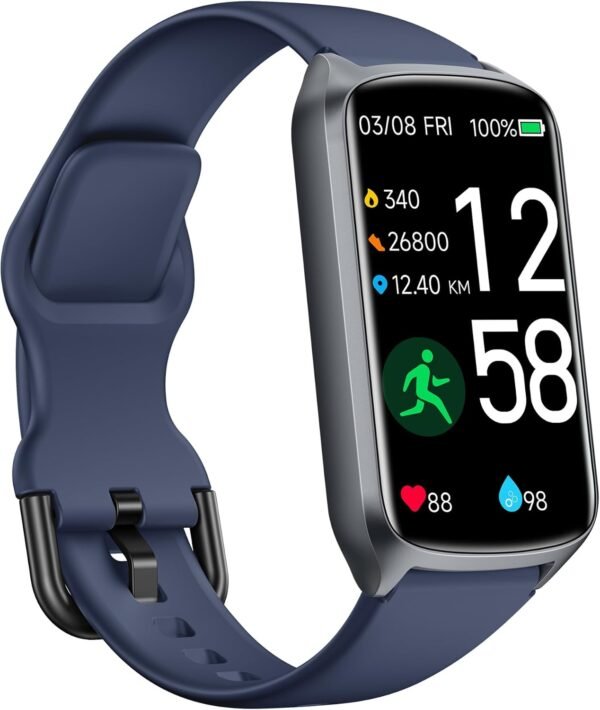 Health Fitness Tracker with 24/7 Heart Rate, Blood Oxygen, Blood Pressure, Sleep Tracker, 5ATM Waterproof Activity Trackers with Step Tracker, Pedometer (S & L Bands Included) - Image 2