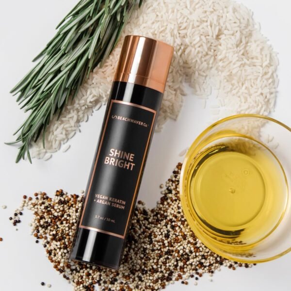Beachwaver Shine Bright Vegan Keratin + Argan Hair Serum - Award-Winning Shine Serum with Organic Argan Oil - Anti-Frizz & Smoothing Formula for Silky, Frizz-Free Finish (1.7 Fl Oz) - Image 5