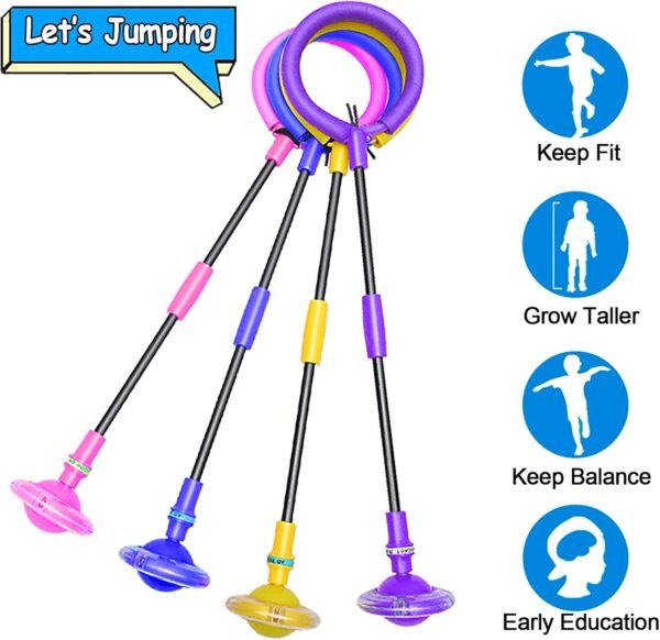Kids Skip Ball,Foldable Ankle Skip It Ball Flashing Jumping Ring Colorful Sports Swing Ball Fitness Fat Burning Jump Rope Exercise Skipping Toy for Kids - Image 4