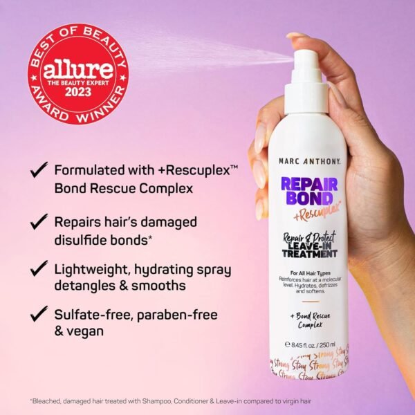 Marc Anthony Repairing Leave-In Conditioner, 8.45 fl oz - Repairs, Strengthens & Maintains Bonds within Hair - Eliminates Frizz, Flyaways & Reduce Breakage - Dry & Damaged Hair - Image 5
