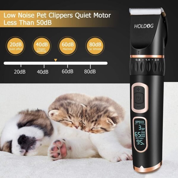 Dog Clippers Professional Heavy Duty Grooming Clipper 3-Speed Low Noise High Power Rechargeable Cordless Pet Tools for Small & Large Dogs Cats Pets with Thick Coats - Image 5