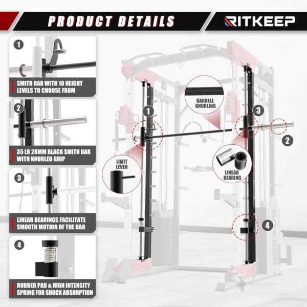 PMAX 5600 Dual Cable Pulley System Home Gym Machine All-in-One Station with Integrated Weight System and RAB 2000 Bench for Enhanced Workout and Resistance Training at Home Gym - Image 7
