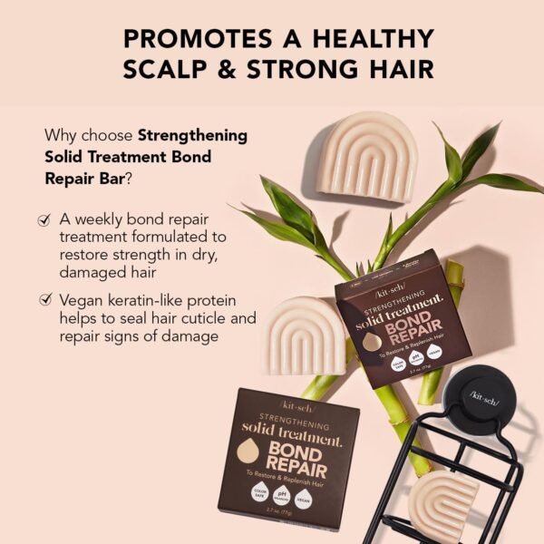 Kitsch Bond Repair Hair Mask - Strengthening Solid Treatment to Restore & Replenish | For Dry & Damaged Hair | Made in US | All Natural | Vegan | Great for All Hair Types | Zero Waste, 2.7oz - Image 5
