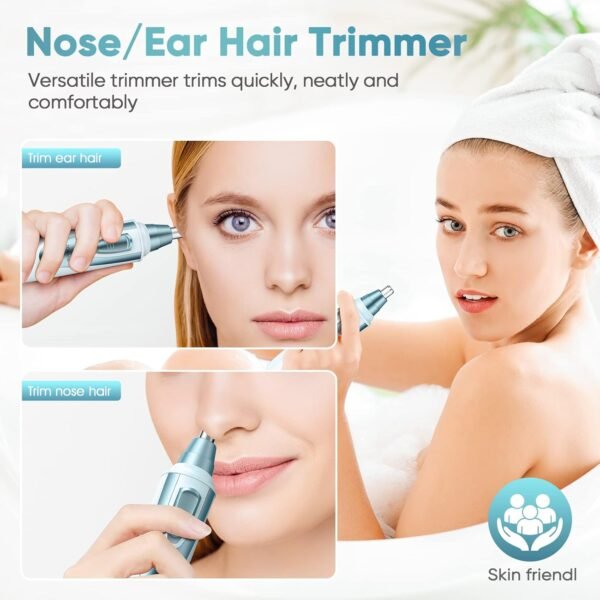 Ear and Nose Hair Trimmer Clipper - 2025 Professional Painless Eyebrow & Facial Hair Trimmer for Men Women, Battery-Operated Trimmer with IPX7 Waterproof, Dual Edge Blades for Easy Cleansing Blue - Image 3