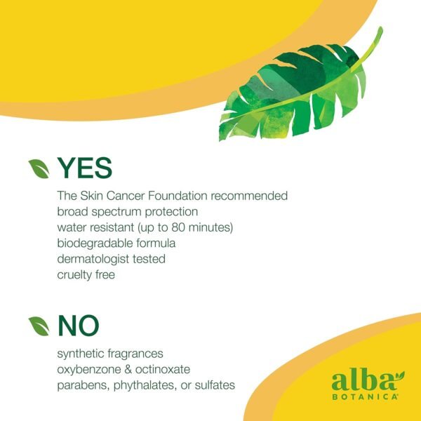 Alba Botanica Sensitive Sunscreen Spray for Face and Body, Fragrance-Free, Broad Spectrum SPF 50, Water Resistant, 5 fl. oz. Bottle - Image 3