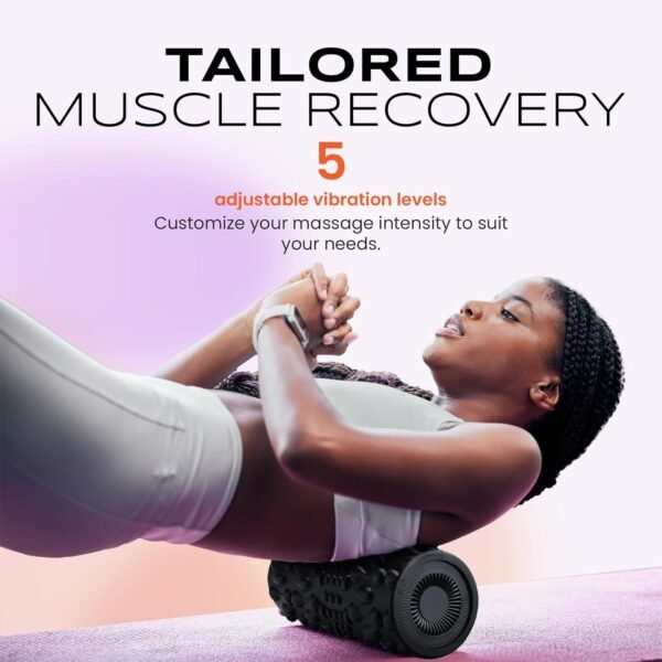 PURSONIC Vibrating Foam Roller – Deep Tissue Massage for Muscle Recovery – 5 Intensity Levels, USB Rechargeable, Durable & Lightweight Design - Image 4