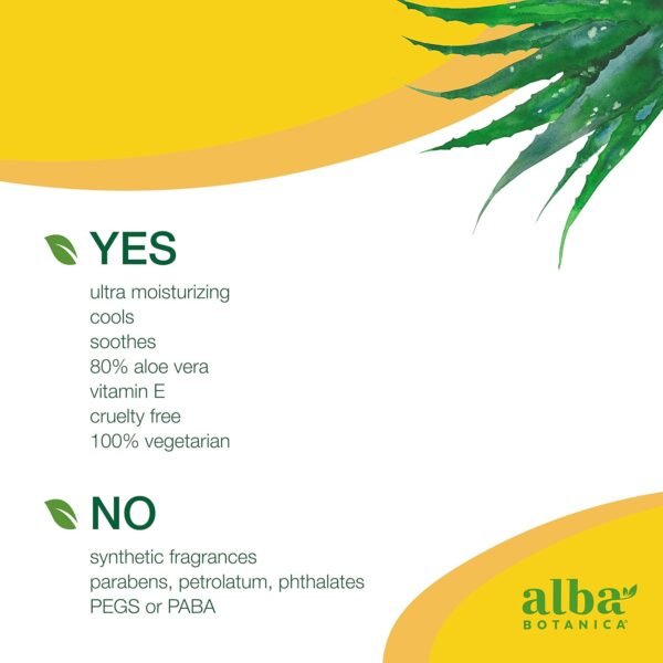Alba Botanica Aloe Vera Lotion for Skin, Soothing After Sun Treatment for Face and Body, Made with Purity Certified 80% Aloe Vera Gel Formula, 8 fl. oz. Tube (Pack of 2) - Image 3