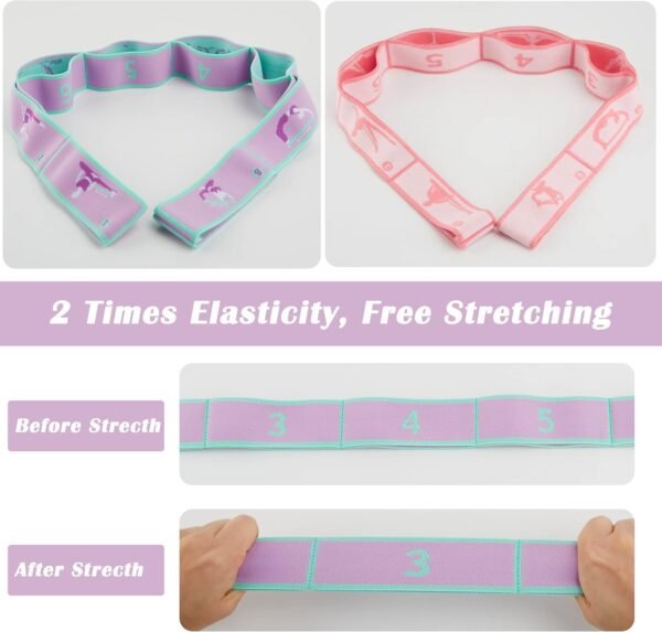 2 PCS Stretch Strap for Kids Dance Elastic Band for Children Gymnastics Stretching Strap Kids Stretching Bands Multi-Loop Adjustable Exercise Bands Stretching Resistance Ballet Bands -8 Loops - Image 5