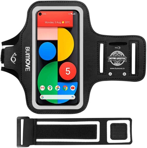 Armband for Google Pixel 9/9 Pro,8a/8, 7a/7, 6a/6, 5a/5, Gym Running Workouts Sports Phone Arm Band,with Card Holder (Black) - Image 2
