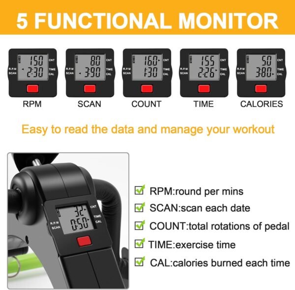 MOMODA Under Desk Bike Pedal Exerciser Mini Bike for Leg/Arm Pedal Exerciser Foldable Peddler with LCD Display for Home/Office - Image 6