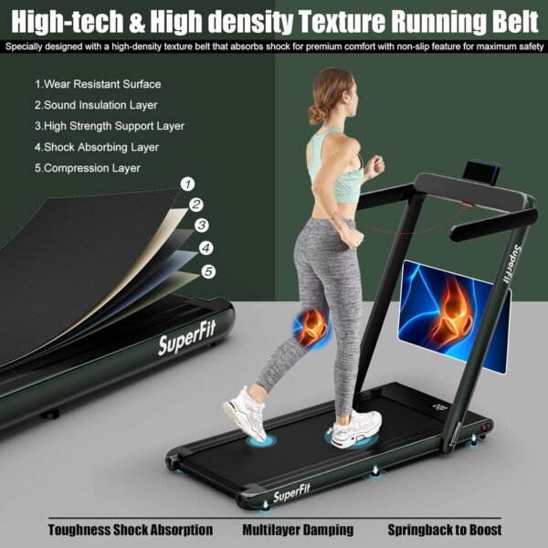Goplus 1100W Folding Treadmill Electric Motorized Power Fitness Running Machine w/Support - Image 4