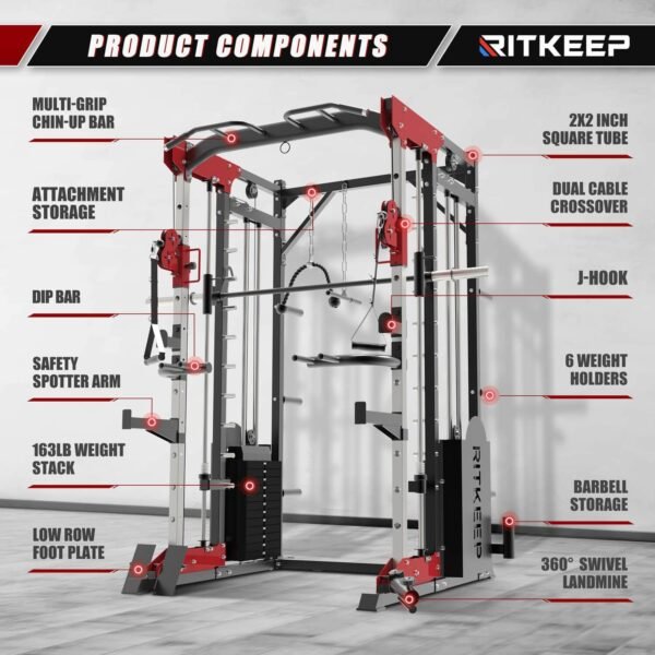 PMAX 5600 Dual Cable Pulley System Home Gym Machine All-in-One Station with Integrated Weight System and RAB 2000 Bench for Enhanced Workout and Resistance Training at Home Gym - Image 4