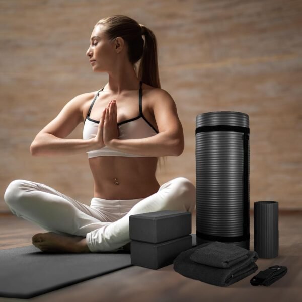 BalanceFrom 7-Piece Set - Include Yoga Mat with Carrying Strap, 2 Yoga Blocks, Yoga Mat Towel, Yoga Hand Towel, Yoga Strap and Yoga Knee Pad, Multiple Options - Image 8