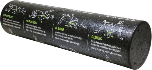 GoFit Dense Foam Massage Roller - with 12 Printed Exercises, GF-GDRL,Black - Image 4