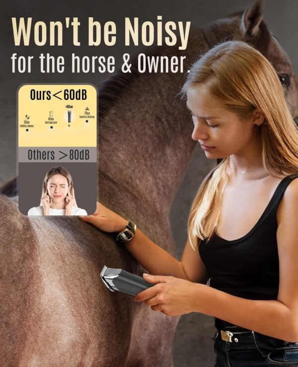 oneisall Horse Clippers,Low Noise Horse Trimmer Shaver Kit for Matted Long Hair,2 Speed Cordless Grooming Clippers for Horse - Image 4