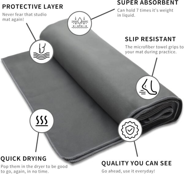 MIAOMIAO Non-Slip Hot Yoga Towel Set, Super Absorbent Microfiber in, 24.5" x 72" - Anti-Slip, Injury Free Design for Pilates, Yoga Mats, Exercise, and Fitness Gear - Image 3