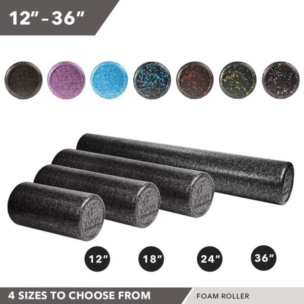Day 1 Fitness High-Density Round Foam Rollers - 4 Size and 8 Color Options - Massage Rollers for Stretching, Deep Tissue and Myofascial Release - Image 6
