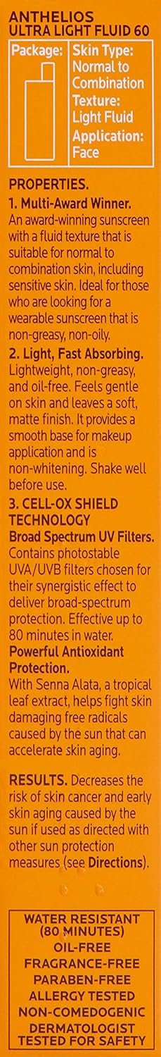 La Roche-Posay Anthelios Light Fluid Facial Sunscreen SPF 60, Lightweight Sunscreen For Face, Fluid Texture, Broad Spectrum SPF + Antioxidants, Oil Free & Oxybenzone Free, Travel Size 1.7 Fl. Oz. - Image 13