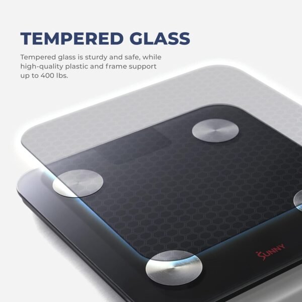 Sunny Health & Fitness 20 Metric Advanced Body Fat Composition BMI Scale with Health Tracker & Analyzer App - Smart Bathroom Scale for Body Weight, Metabolic Age, BMR, Fat Mass and More – SF-WS022063 - Image 5