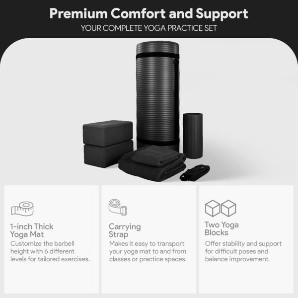 BalanceFrom 7-Piece Set - Include Yoga Mat with Carrying Strap, 2 Yoga Blocks, Yoga Mat Towel, Yoga Hand Towel, Yoga Strap and Yoga Knee Pad, Multiple Options - Image 9