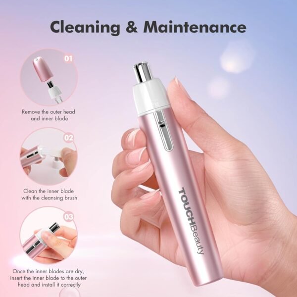 TOUCHBeauty Portable Ear Nose Hair Trimmer for Women, Womens Nose Hair Trimmer, Nose Hair Trimmer, Ladies Nose Hair Trimmer, Mini Sized Battery Powered, Easy Cleansing - Image 6