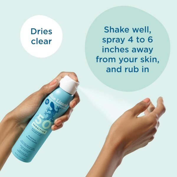 BLUE LIZARD Mineral Sunscreen Sensitive SPF 50+ Spray, 5 Ounce - Image 6