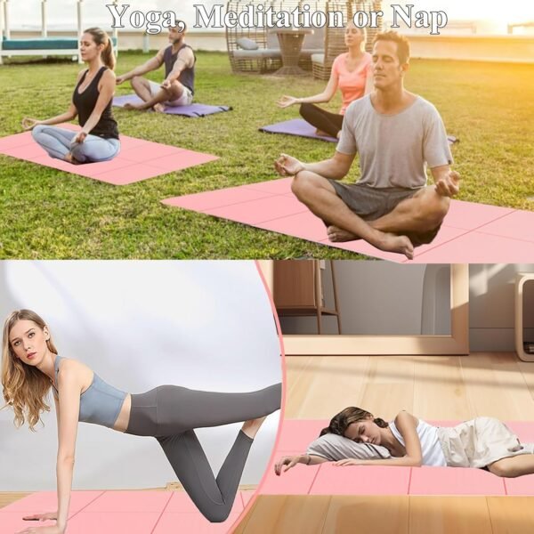 Yoga Mat for Travel, Non-Slip Yoga Mat, Exercise Mat 1/4" Thick Yoga Mat Foldable, Perfect for Pilates, Outdoor & Travel, TPE Anti-Slip Yoga Mat with Carry Bag - Image 8