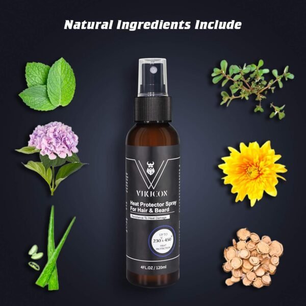 VIKICON Shield Heat Protectant Spray - Blend Prevents Damage & Breakage for Hair and Beard - Image 4