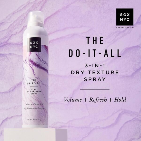 SGX NYC Dry Texture Spray - 3-in-1 Versatile Dry Shampoo and Hairspray for Refreshed Hair - 6.5 oz - UV Protection, Paraben Free, Vegan Friendly, Cruelty Free - Image 3