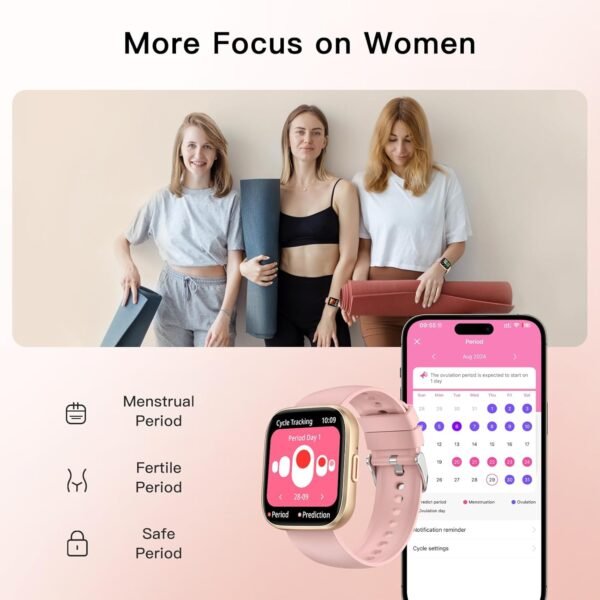 Smart Watches for Women, 1.85" Fitness Watch Answer/Make Calls, Fitness Tracker with Pedometer/Calories, 24/7Heart Rate/SpO2/Sleep Tracker, Waterproof Smart Watch for Android iPhone(2 Straps) - Image 7