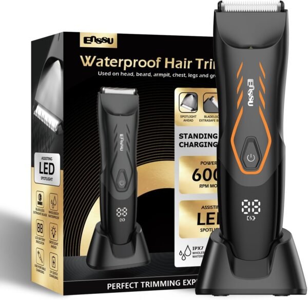 ENSSU Manscape Electric Groin Hair Trimmer, Showerproof Ball Shaver/Trimmer Men, Waterproof Body Hair Trimmer, Men Pubic Hair Trimmer, Cordless Men Body Shaver Groomer - Image 2