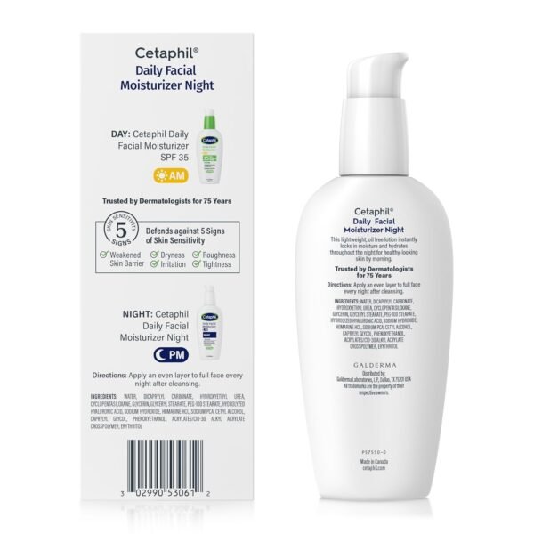 Cetaphil Night Moisturizer for Face, Hydrating Facial Moisturizer with Hyaluronic Acid, For All Skin Types, Lightweight and Non-Comedogenic, Dermatologist Recommended for Sensitive Skin, 3oz - Image 8