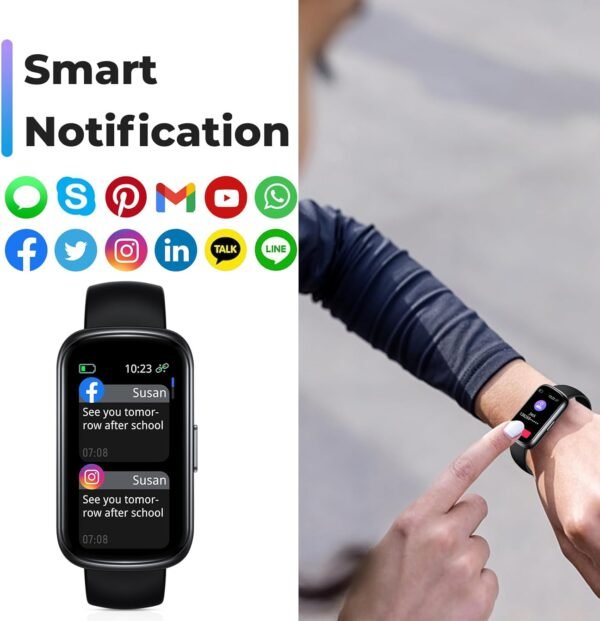 Fitness Tracker Smart Watch, 1.47" Full Touch Health Tracker with 24/7 Heart Rate & Blood Oxygen Monitor, Sleep Tracker, 3ATM Waterproof Step Tracker Activity Tracker for Women Men, Deep Black - Image 6