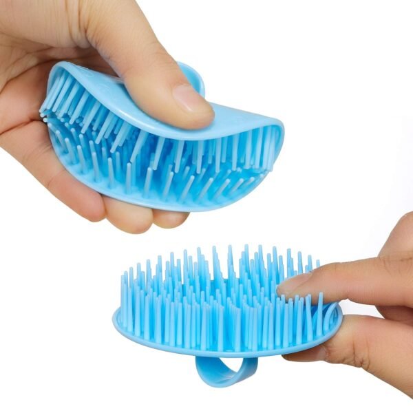 4Pack Hair Scalp Exfoliator Brush Dandruff Cleaning Brush, Flexible Scalp Massager Brush, Shower Scalp Shampoo Brush for Home, Office, Travel and Pets(Flexible Blue/Pink/Orange/Green) - Image 4
