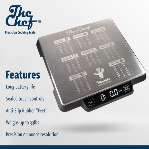 Heavy Duty Digital Kitchen/Food Scale – 33lb Capacity, 1g Accuracy, Perfect for Baking, Cooking & Meal Prep! Easy-to-Read with Large Containers. Bonus: Built in Baking Conversions! Restaurant Grade! - Image 2