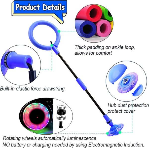 Kids Skip Ball,Foldable Ankle Skip It Ball Flashing Jumping Ring Colorful Sports Swing Ball Fitness Fat Burning Jump Rope Exercise Skipping Toy for Kids - Image 5