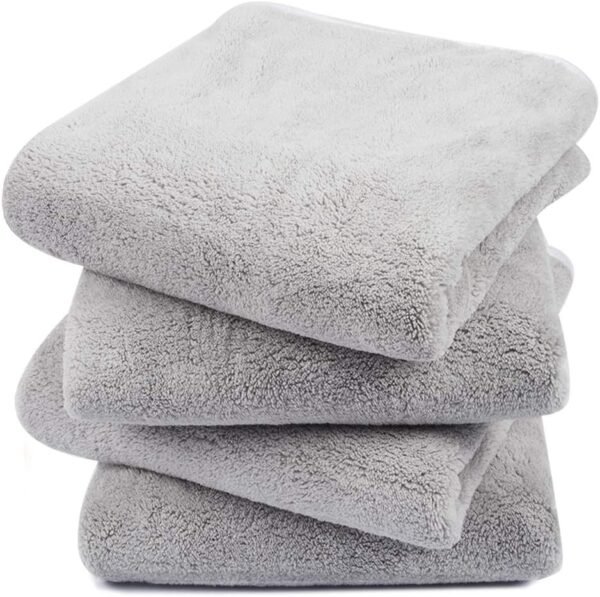KinHwa Bathroom Hand Towels Absorbent Gym Towels Luxury Soft Face Towel Lightweight Microfiber Wash Towels Ideal for Hair Spa and Sports Light-Gray 4 Pack - Image 2