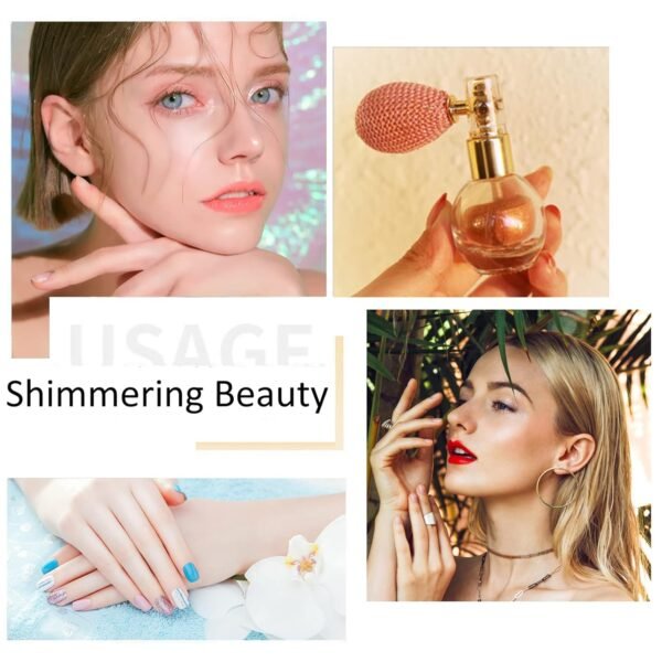 Highlighter Powder Mist Body Glitter Facial High Gloss Spray,Glitter Shimmer Powder Makeup Spray,Face,Hair and Body Glitter Spray (Champagne Gold) - Image 4