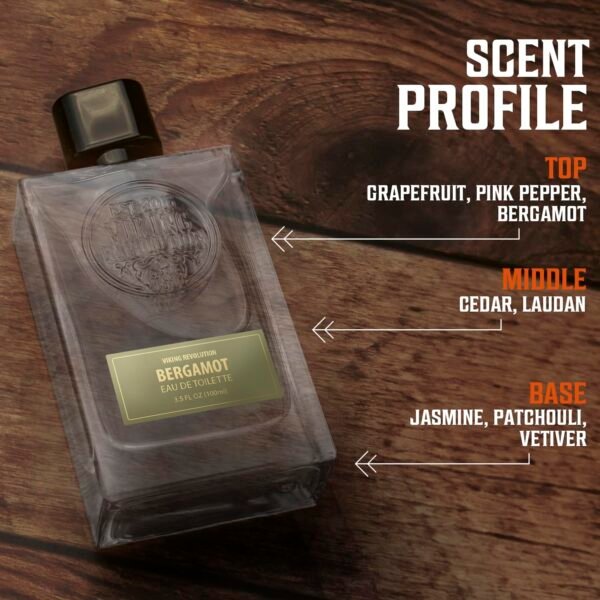 Viking Revolution Bergamot Cologne for Men - Vibrant Mens Cologne Spray Eau de Toilette - Citrus Perfume for Men with Notes of Pink Pepper, Laudan, Jasmine and Patchouli - Gifts for Men 3.5 Fl Oz - Image 5